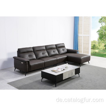 neuer Trend Weißes billiges modernes Ledersofa-Set mit LED-Licht-Ledersofa-Set Wohnzimmermöbel